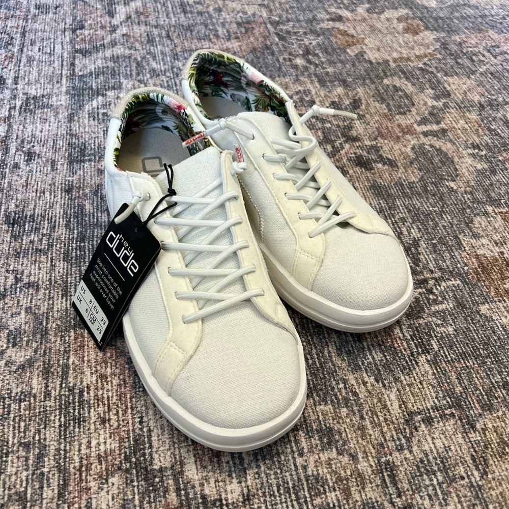 Hey Dude white/cream shoes. Size 8.